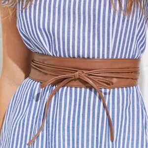 Corset Brown Faux Leather Wide Wrap‎ Belt Western casual Minimalist